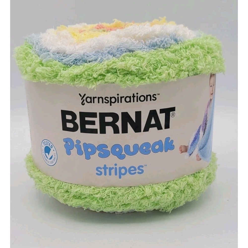 Yarnspirations Bernat Pipsqueak Stripes Green Blue Yellow Peach Octopus Garden